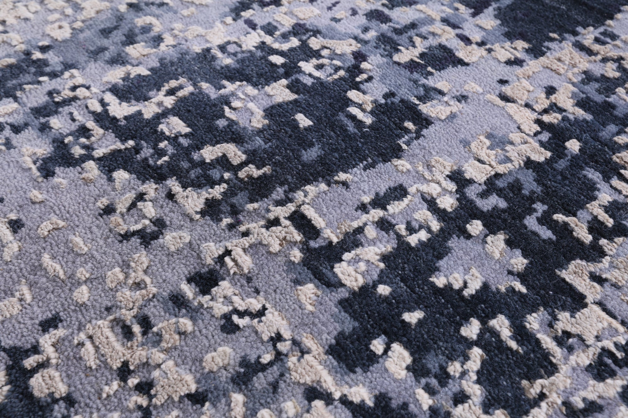 Abstract Modern Hand Knotted Wool & Silk Rug - 8' 11" X 11' 11" - Golden Nile