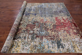 Abstract Modern Hand Knotted Wool & Silk Rug - 7' 11" X 10' 0" - Golden Nile
