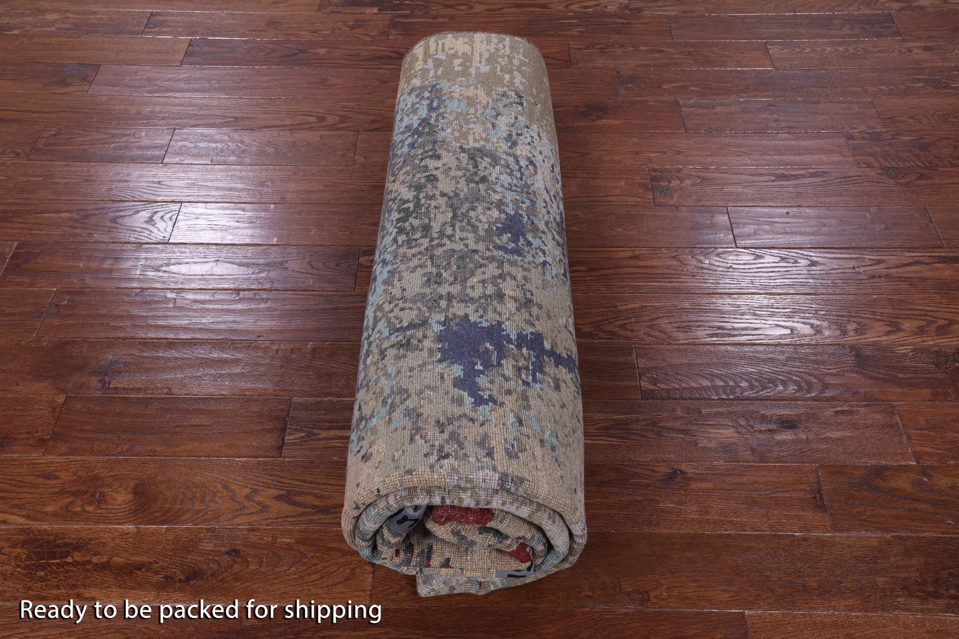 Abstract Modern Hand Knotted Wool & Silk Rug - 7' 11" X 10' 0" - Golden Nile