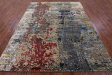 Abstract Modern Hand Knotted Wool & Silk Rug - 7' 11" X 10' 0" - Golden Nile