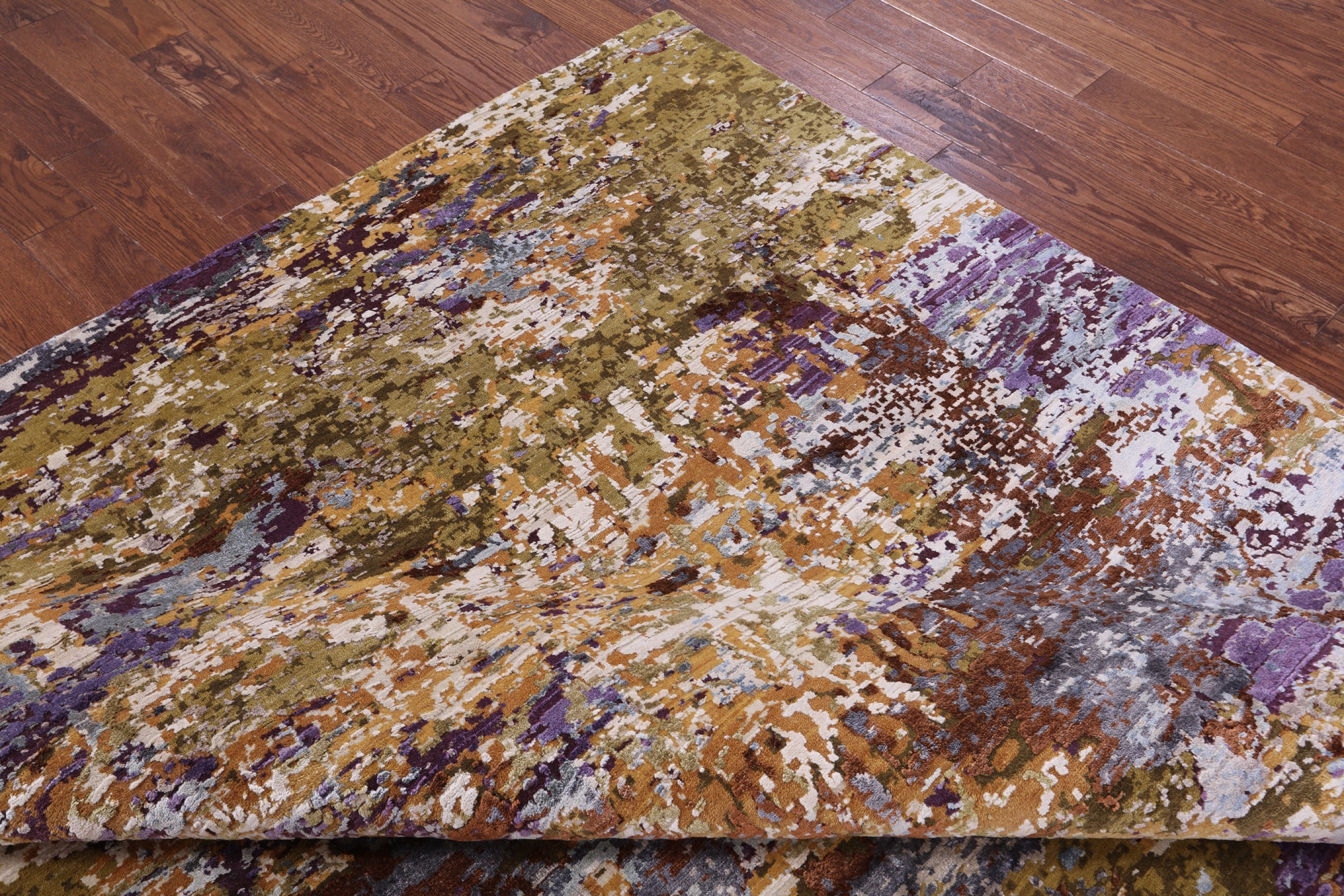 Contemporary Hand Knotted Wool & Silk Rug - 8' 1" X 9' 11" - Golden Nile