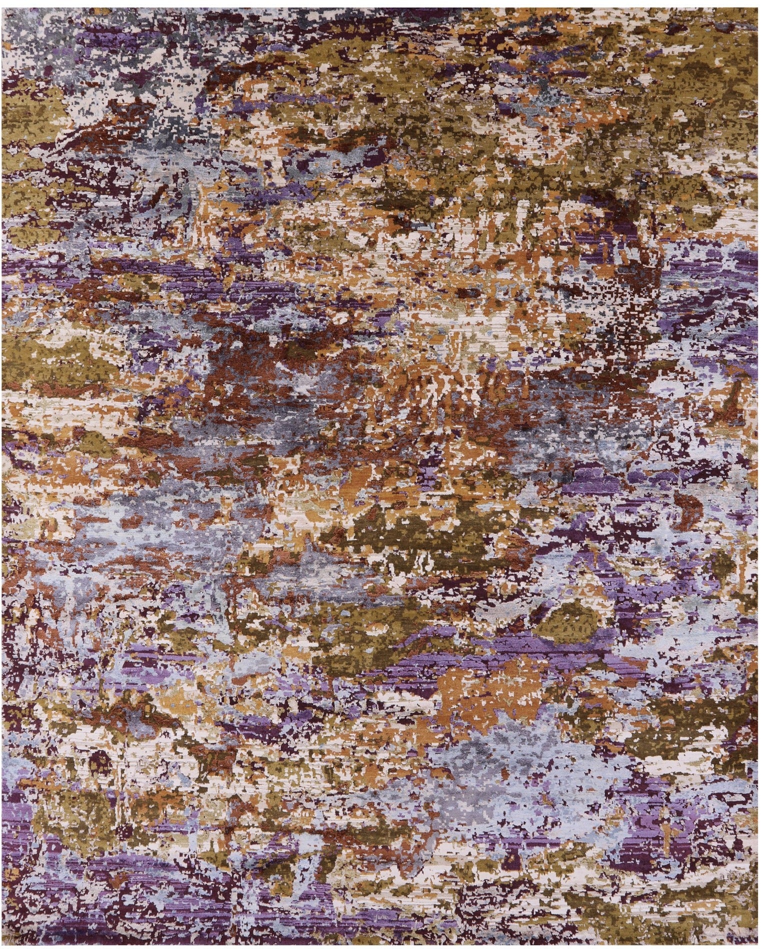 Contemporary Hand Knotted Wool & Silk Rug - 8' 1" X 9' 11" - Golden Nile