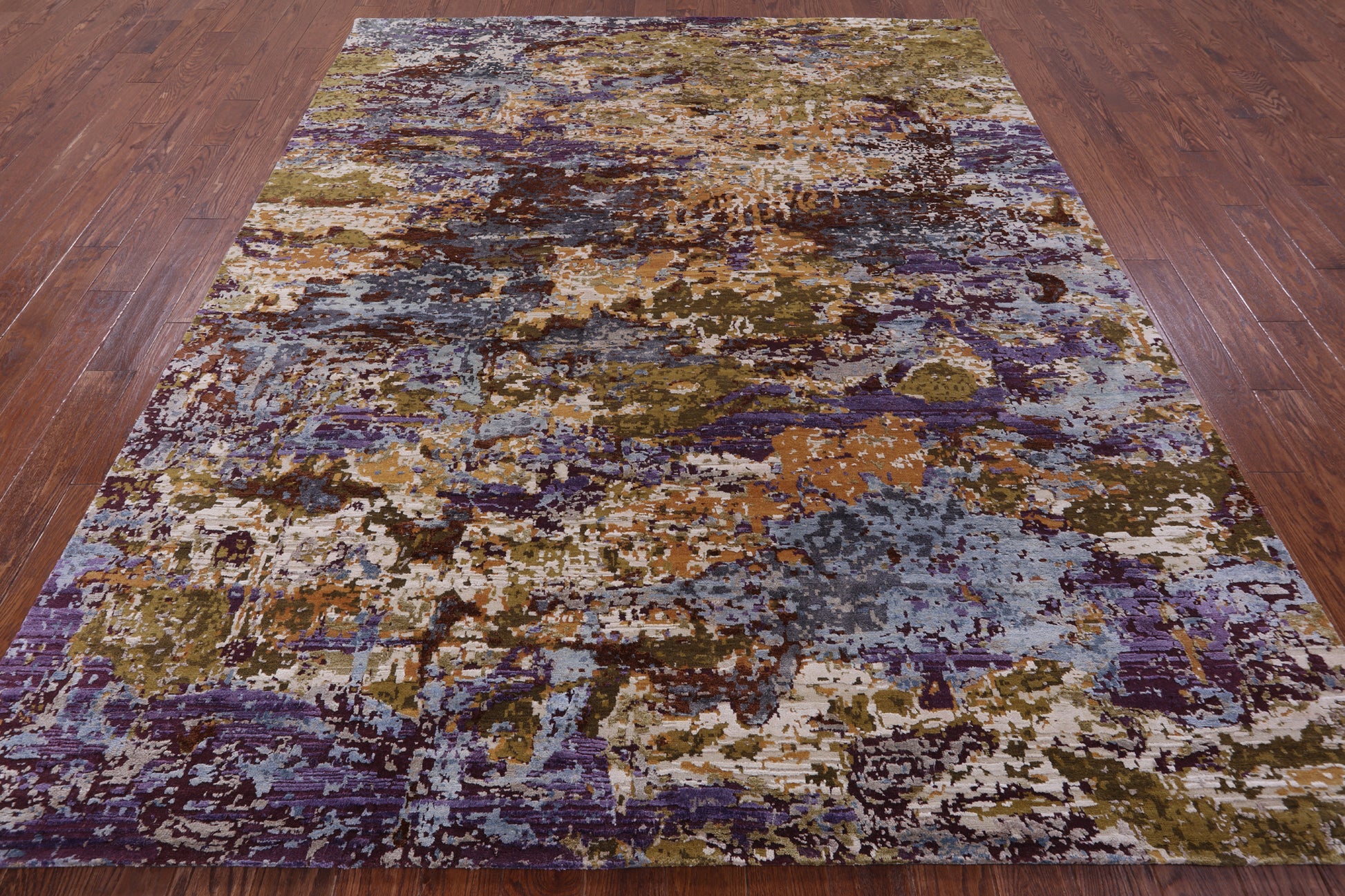 Contemporary Hand Knotted Wool & Silk Rug - 8' 1" X 9' 11" - Golden Nile