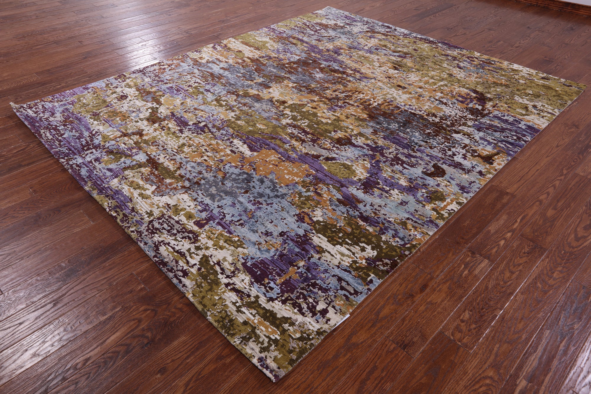 Contemporary Hand Knotted Wool & Silk Rug - 8' 1" X 9' 11" - Golden Nile