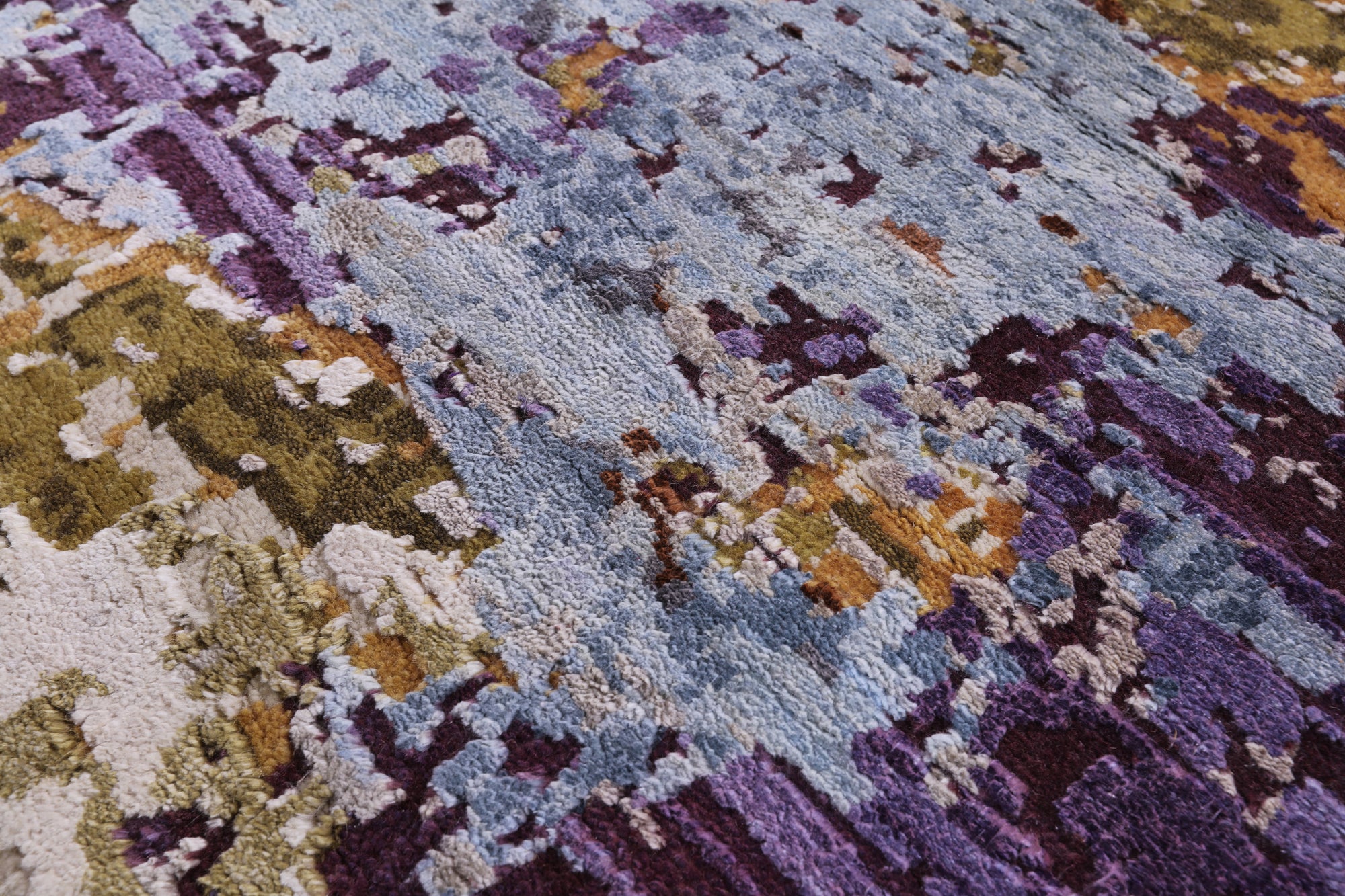 Contemporary Hand Knotted Wool & Silk Rug - 8' 1" X 9' 11" - Golden Nile