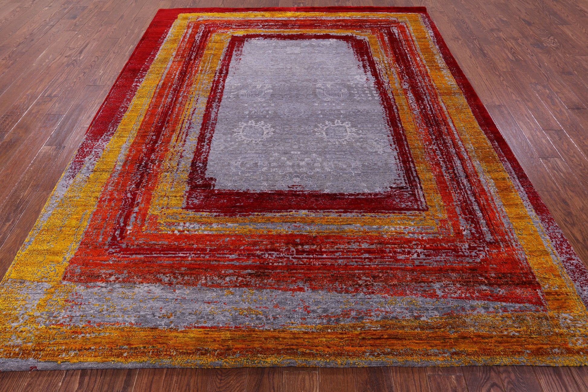 Contemporary Handmade Wool & Silk Rug - 8' 1" X 10' 0" - Golden Nile