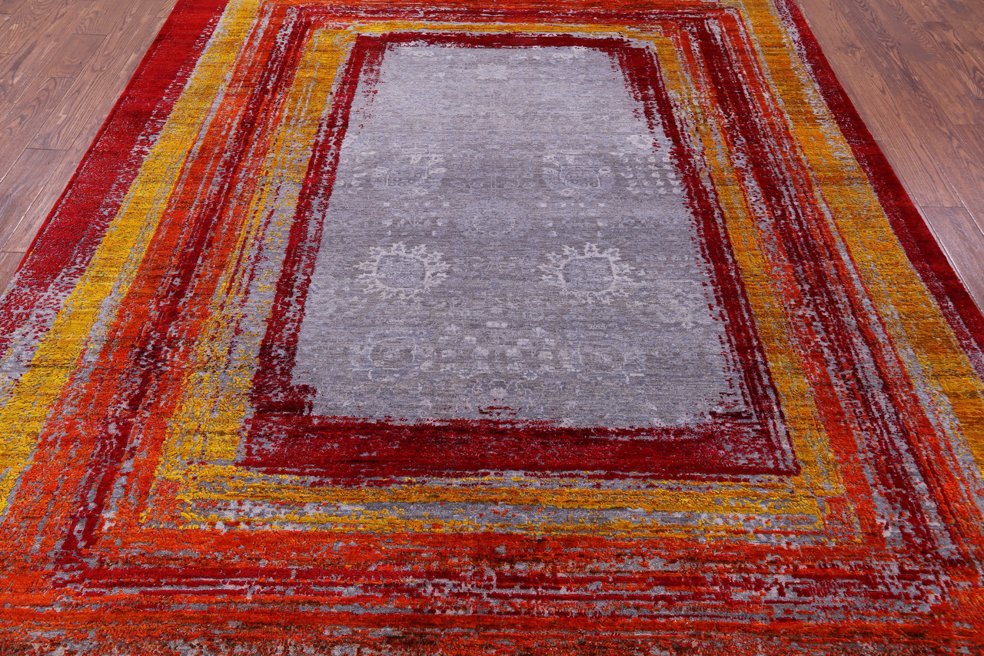 Contemporary Handmade Wool & Silk Rug - 8' 1" X 10' 0" - Golden Nile