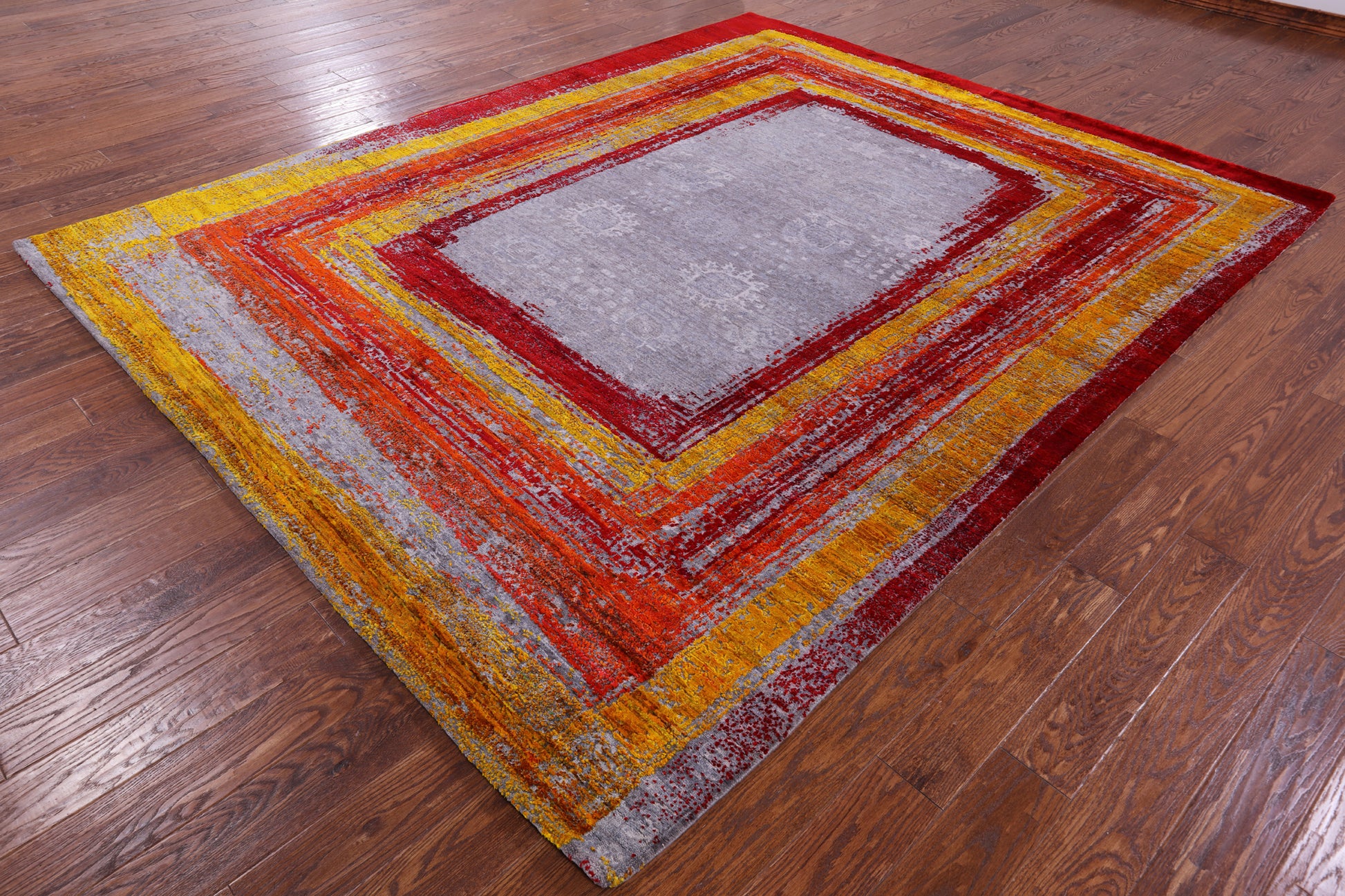 Contemporary Handmade Wool & Silk Rug - 8' 1" X 10' 0" - Golden Nile