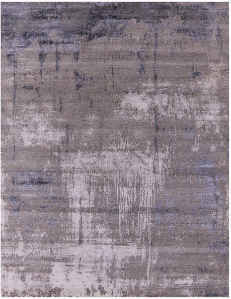 Contemporary Hand Knotted Wool & Silk Rug - 8' 0" X 10' 2" - Golden Nile