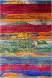 Abstract Modern Hand Knotted Silk Rug - 5' 5" X 8' 2" - Golden Nile