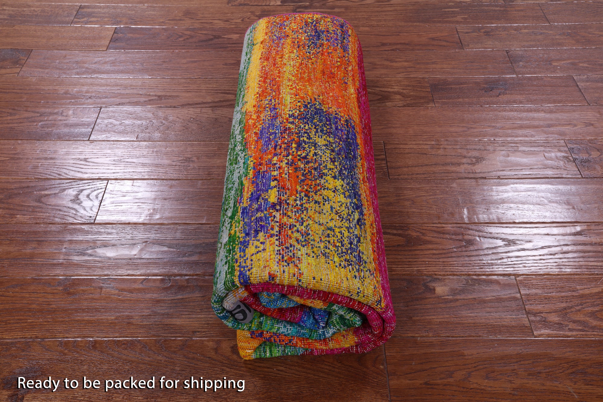 Abstract Modern Hand Knotted 100% Silk Rug - 5' 5" X 8' 2" - Golden Nile