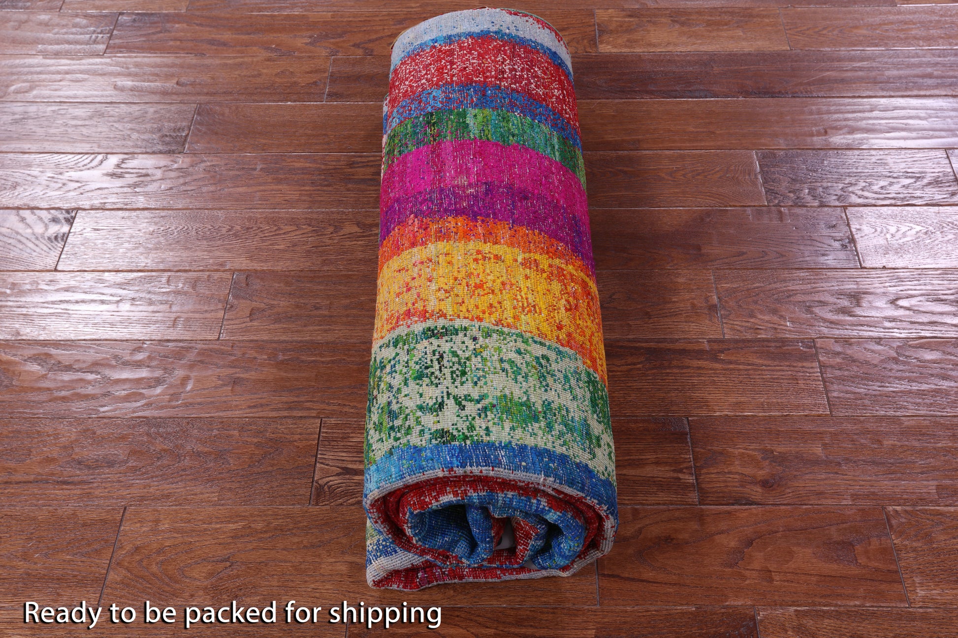 Abstract Contemporary Hand Knotted 100% Silk Rug - 5' 6" X 8' 3" - Golden Nile