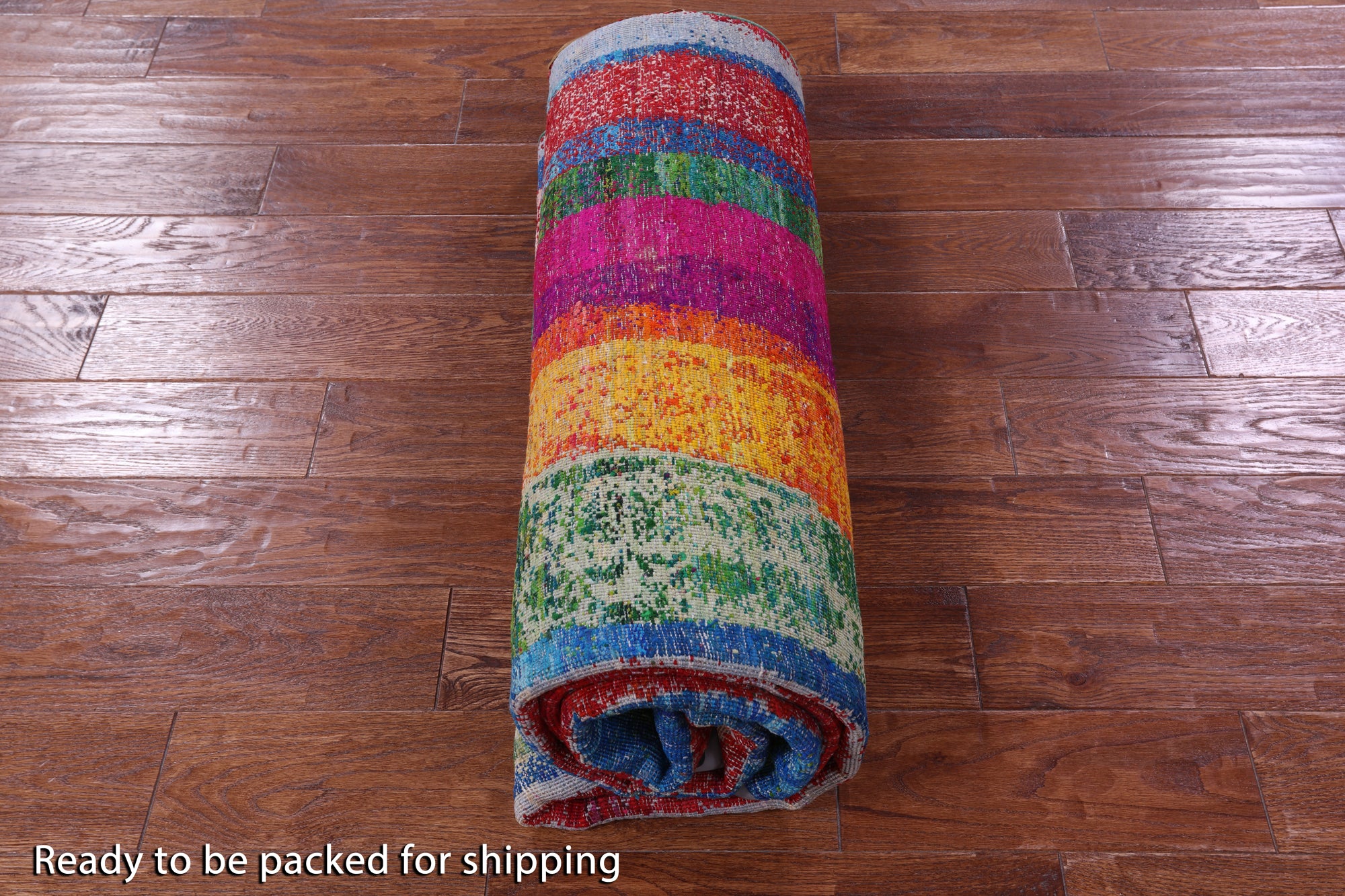 Abstract Contemporary Hand Knotted 100% Silk Rug - 5' 6" X 8' 3" - Golden Nile