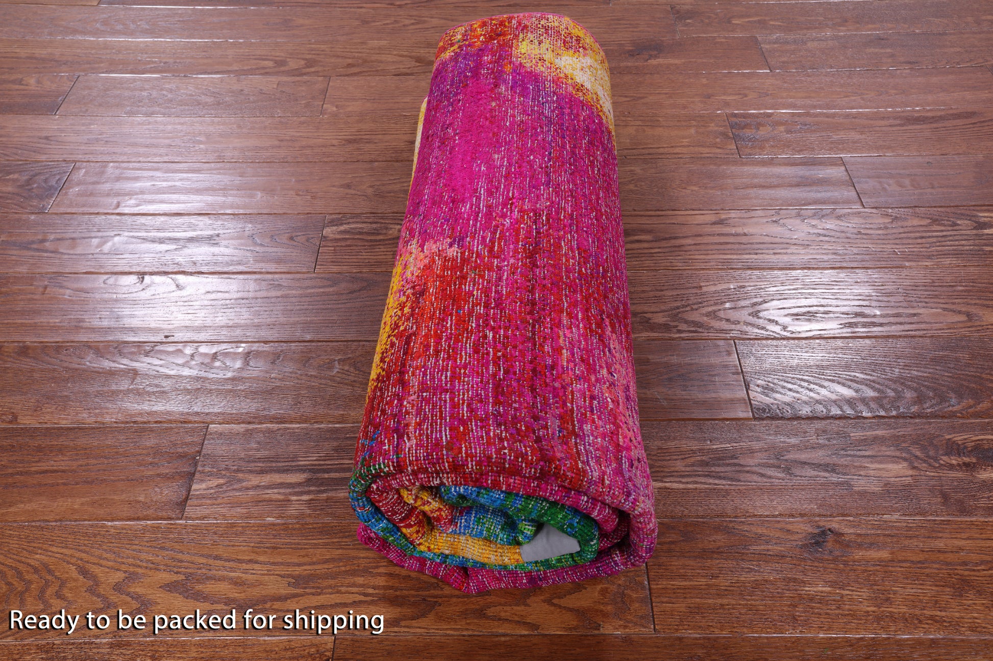 Abstract Modern Hand Knotted 100% Silk Rug - 5' 5" X 8' 2" - Golden Nile