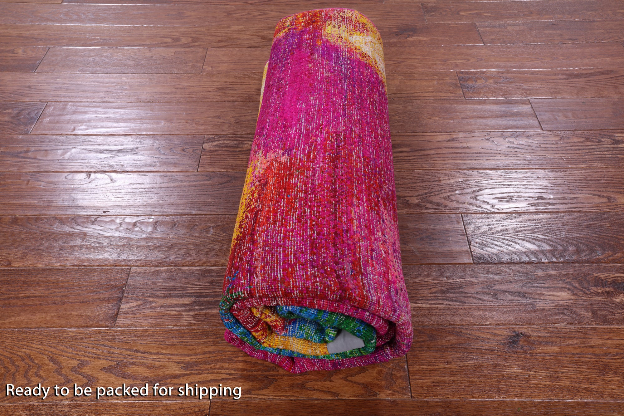 Abstract Modern Hand Knotted 100% Silk Rug - 5' 5" X 8' 2" - Golden Nile