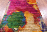 Abstract Modern Hand Knotted 100% Silk Rug - 5' 5" X 8' 2" - Golden Nile