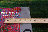 Abstract Modern Hand Knotted 100% Silk Rug - 5' 5" X 8' 2" - Golden Nile