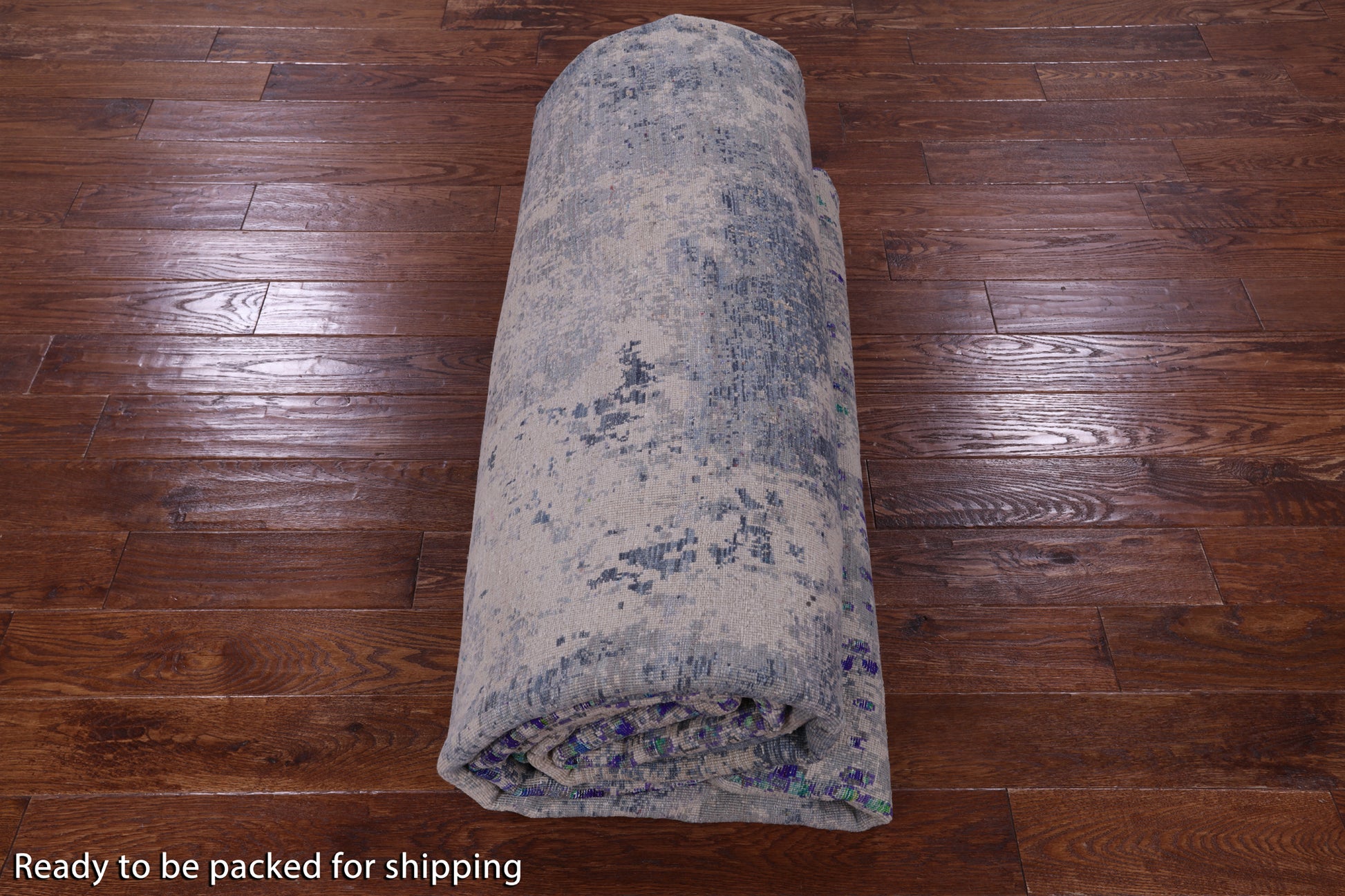 Abstract Contemporary Hand Knotted Wool & Silk Rug - 9' 11" X 14' 2" - Golden Nile