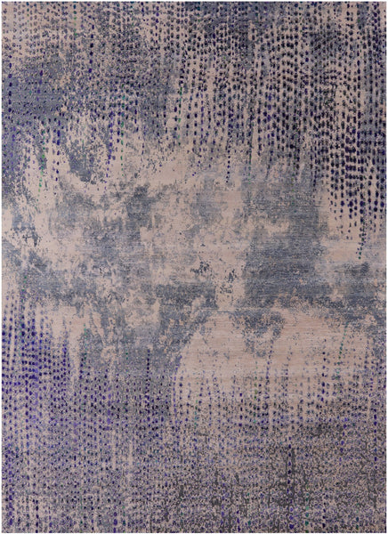 Abstract Contemporary Hand Knotted Wool & Silk Rug - 9' 11" X 14' 2" - Golden Nile
