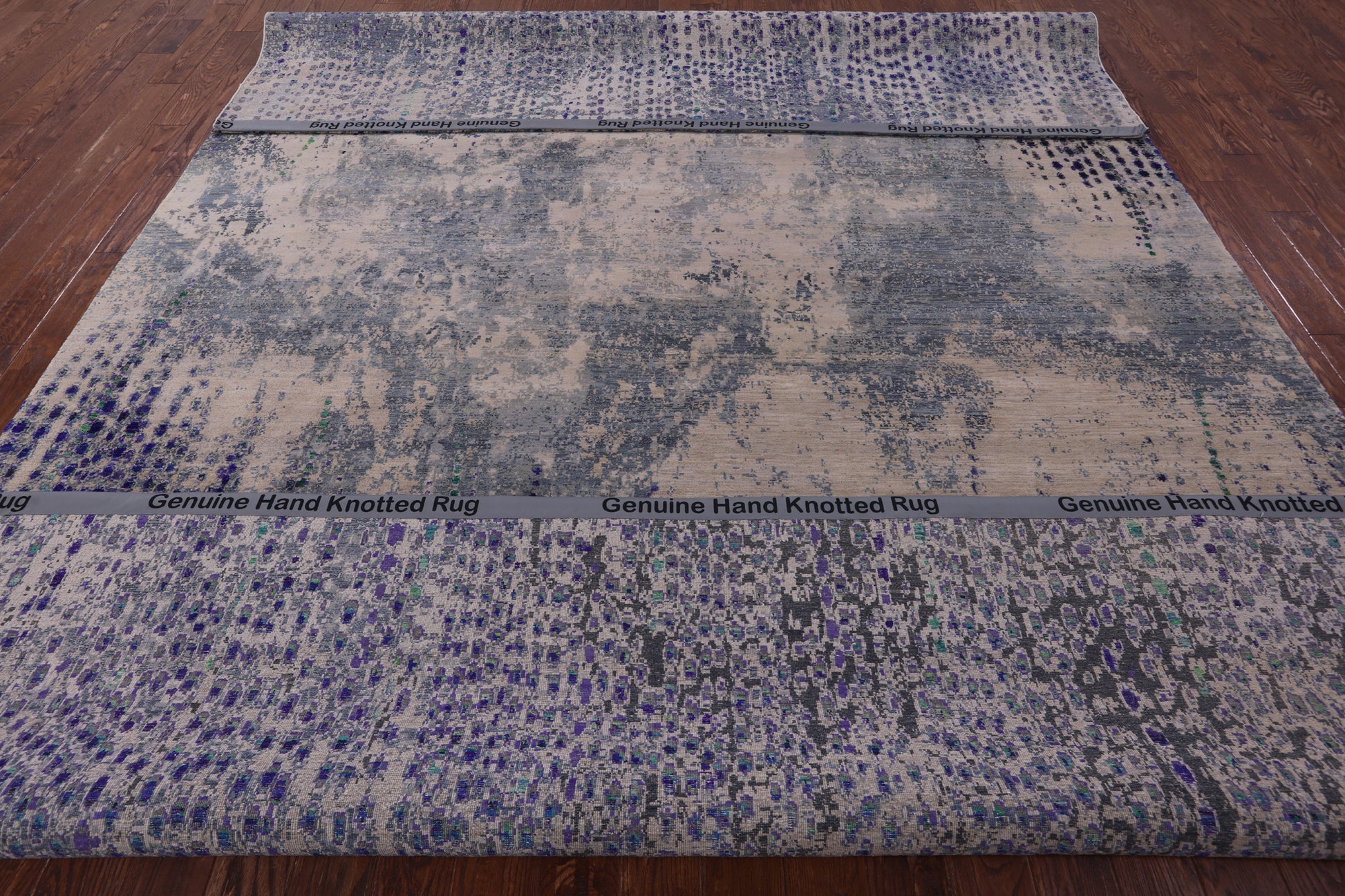Abstract Contemporary Hand Knotted Wool & Silk Rug - 9' 11" X 14' 2" - Golden Nile