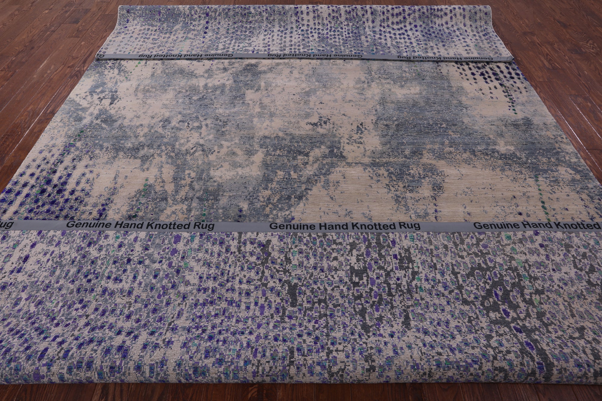 Abstract Contemporary Hand Knotted Wool & Silk Rug - 9' 11" X 14' 2" - Golden Nile