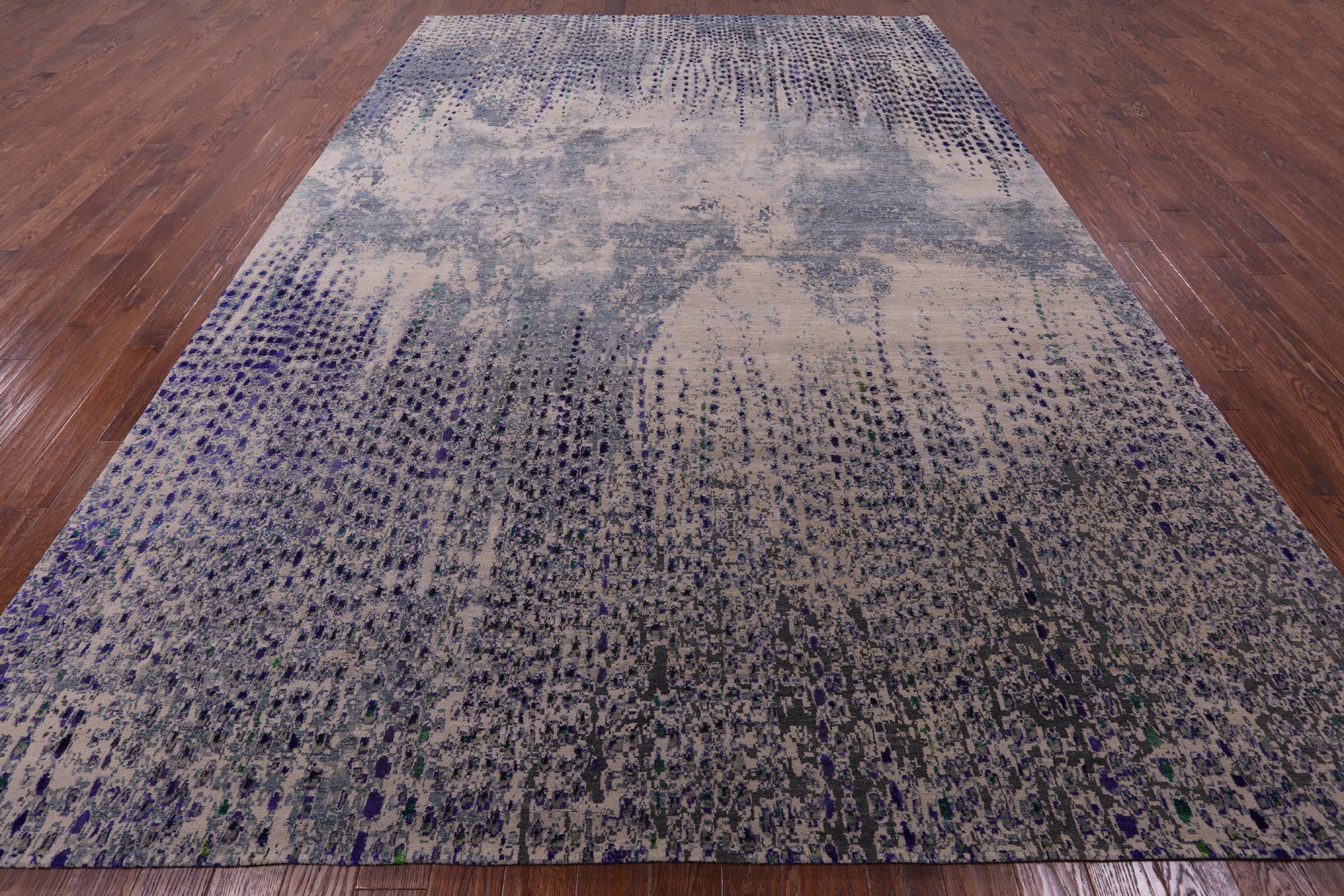 Abstract Contemporary Hand Knotted Wool & Silk Rug - 9' 11" X 14' 2" - Golden Nile