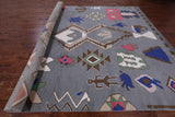 Grey Tribal Moroccan Hand Knotted Wool Rug - 10' 2" X 14' 1" - Golden Nile
