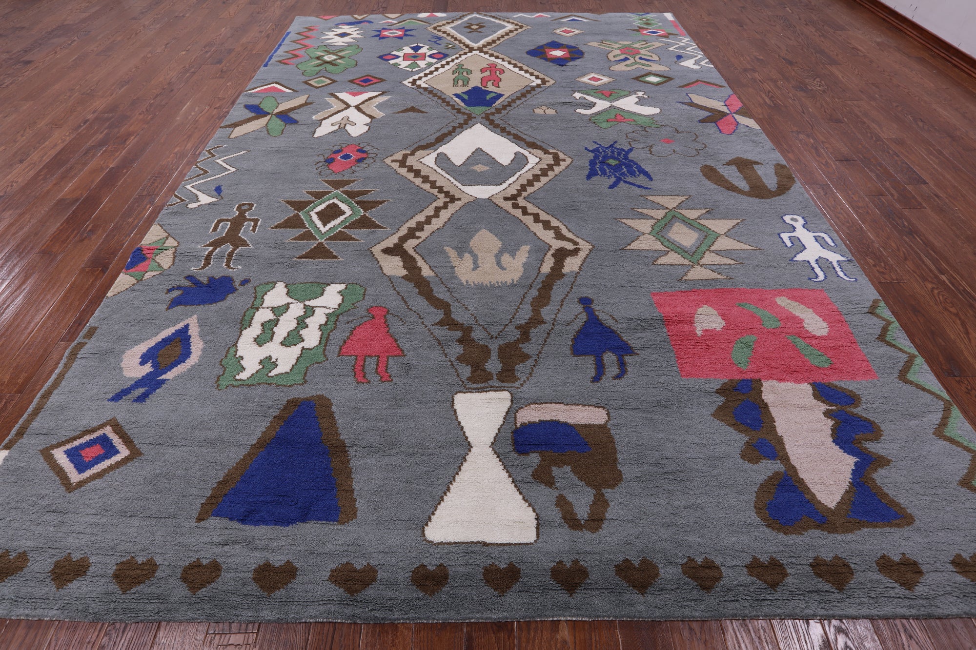 Grey Tribal Moroccan Hand Knotted Wool Rug - 10' 2" X 14' 1" - Golden Nile