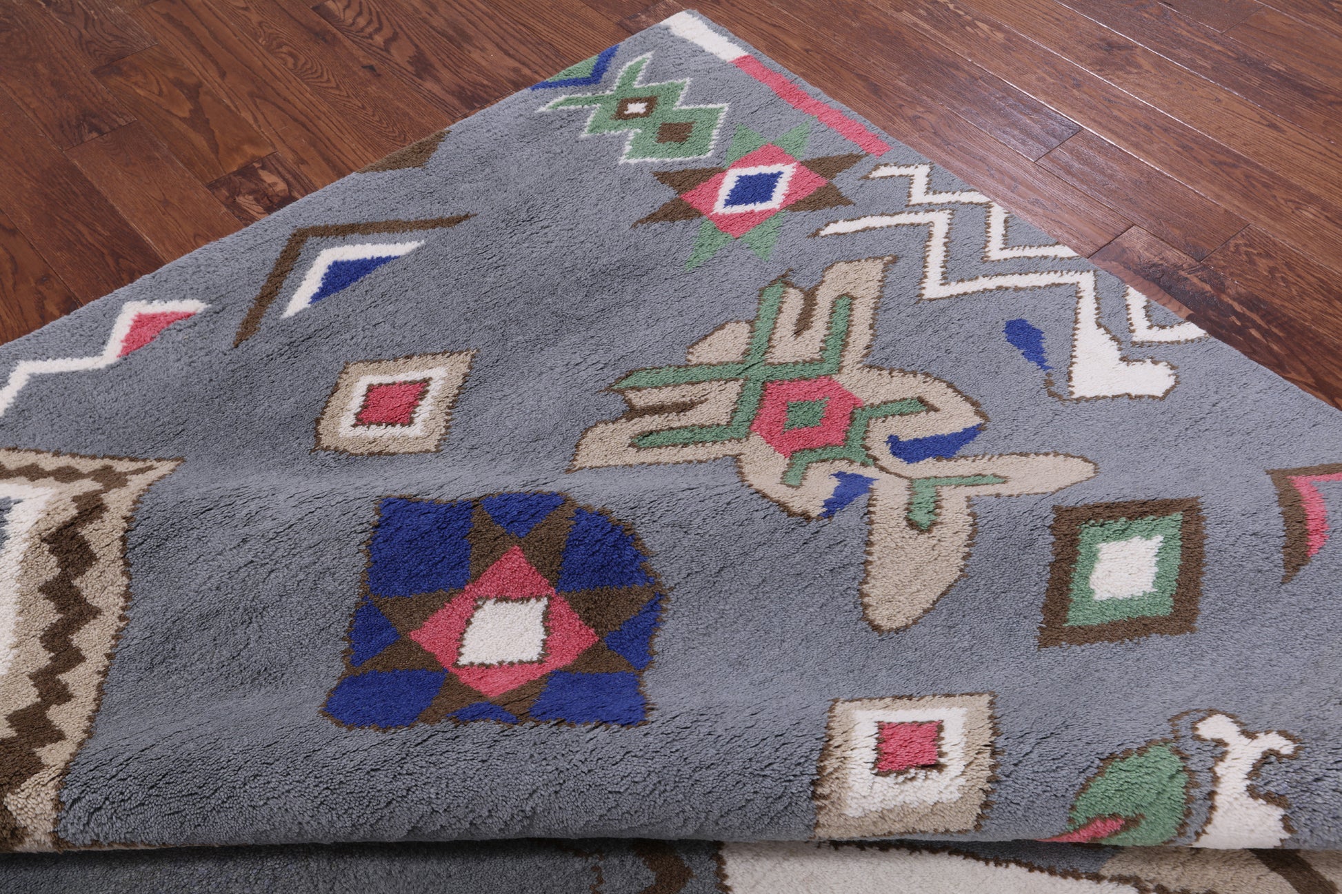 Grey Tribal Moroccan Hand Knotted Wool Rug - 10' 2" X 14' 1" - Golden Nile