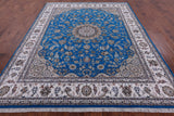 Blue Persian Nain Hand Knotted Wool Rug - 8' 1" X 10' 1" - Golden Nile