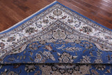 Blue Square Persian Nain Hand Knotted Wool & Silk Rug - 9' 7" X 9' 9" - Golden Nile