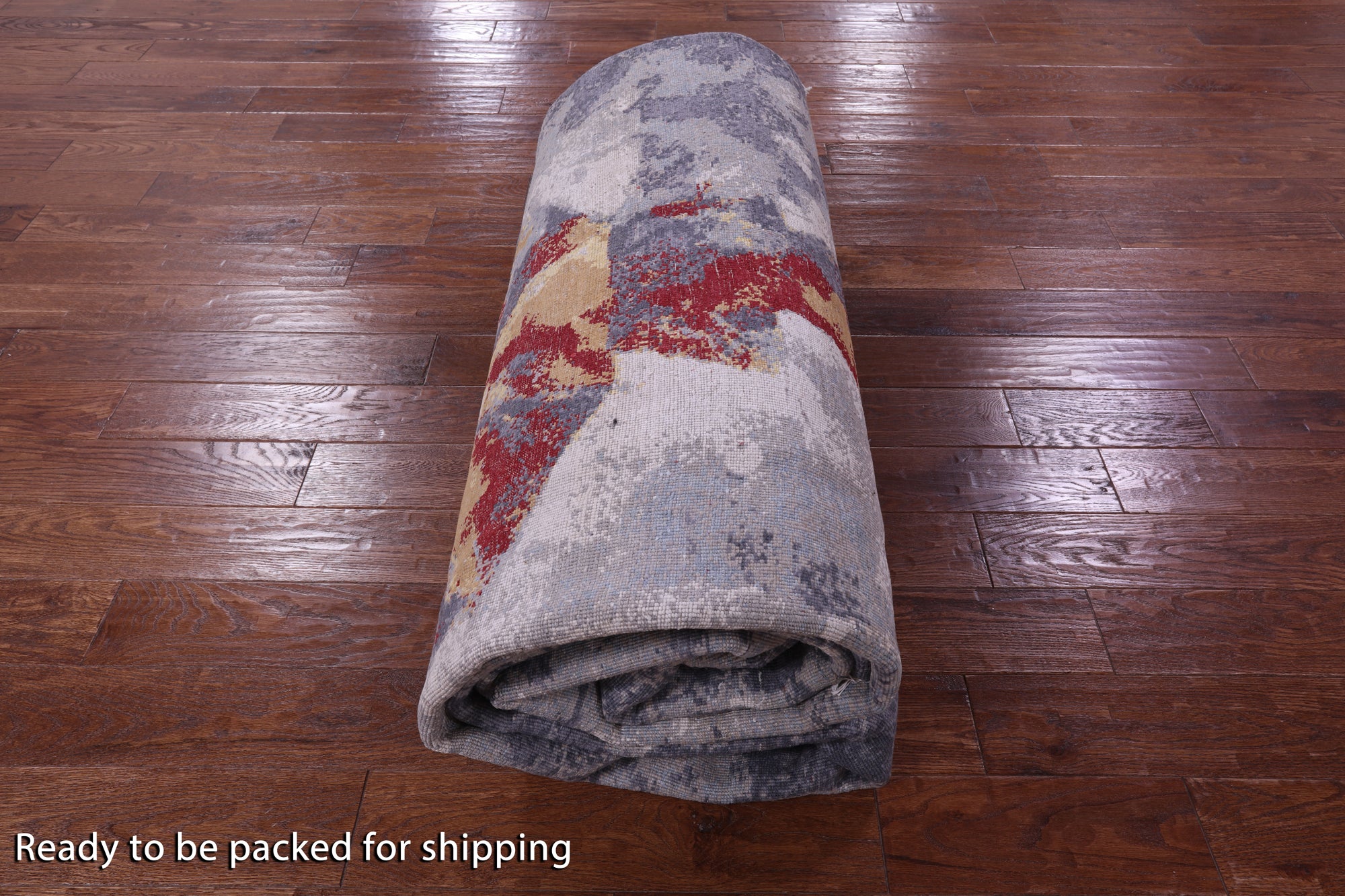 Woman Under The Rain Contemporary Hand Knotted Wool & Silk Rug - 9' 11" X 13' 10" - Golden Nile