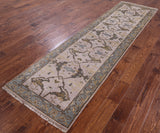 Ivory Turkish Oushak Hand Knotted Wool Runner Rug - 2' 8" X 9' 11" - Golden Nile