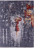 Woman Under The Rain Contemporary Hand Knotted Wool & Silk Rug - 8' 11" X 12' 1" - Golden Nile