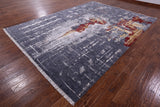 Woman Under The Rain Contemporary Hand Knotted Wool & Silk Rug - 8' 11" X 12' 1" - Golden Nile