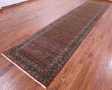 Red Persian Hill Herati Hand Knotted Wool Runner Rug - 3' 11" X 16' 2" - Golden Nile