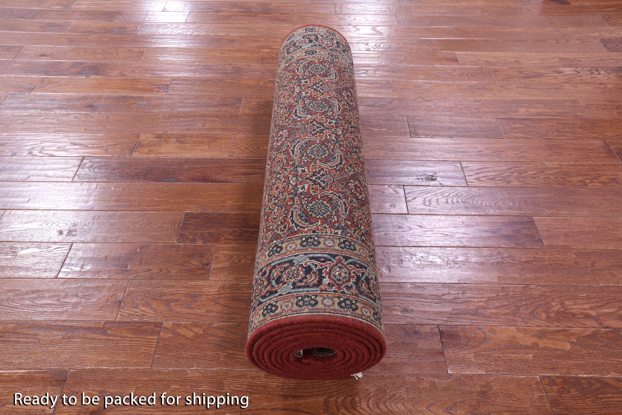 Red Persian Hill Herati Hand Knotted Wool Runner Rug - 3' 11" X 16' 2" - Golden Nile