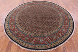 Round Persian Hill Herati Handmade Wool Rug - 8' 11" X 8' 11" - Golden Nile