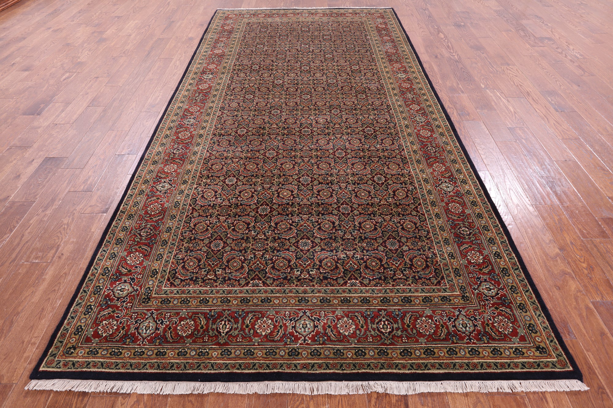 Blue Persian Hill Herati Handmade Wool Rug - 6' 0" X 12' 2" - Golden Nile