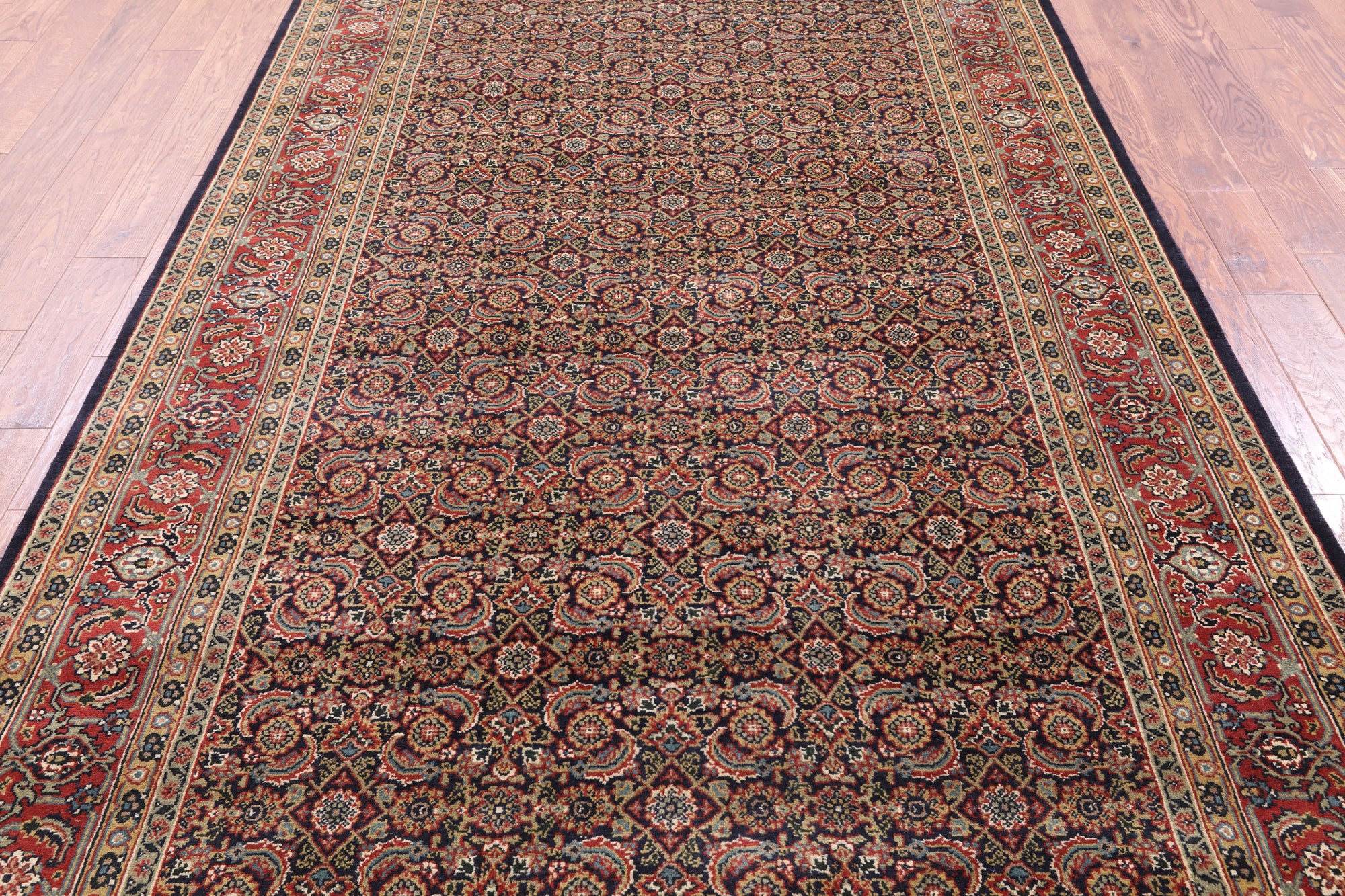 Blue Persian Hill Herati Handmade Wool Rug - 6' 0" X 12' 2" - Golden Nile