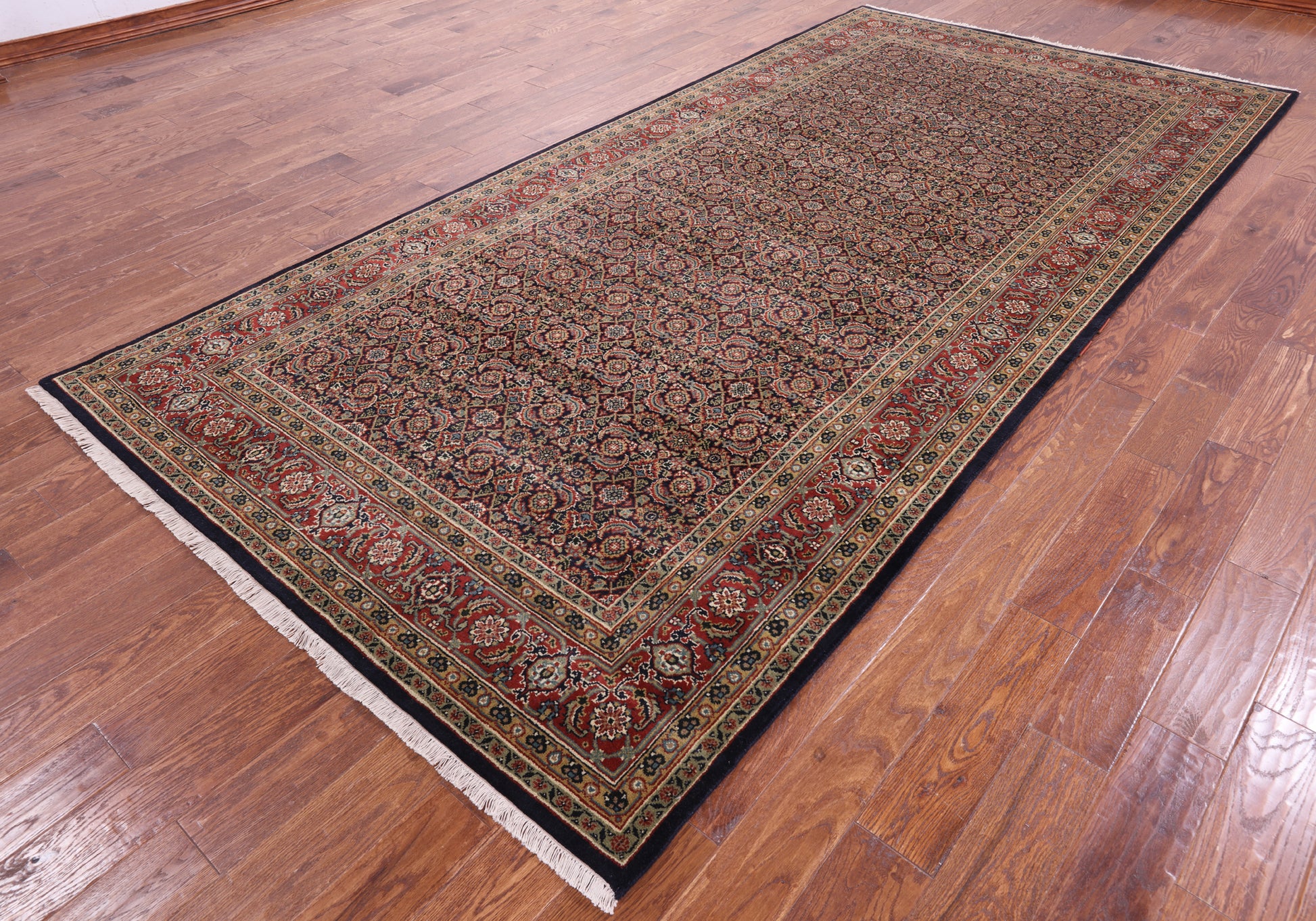 Blue Persian Hill Herati Handmade Wool Rug - 6' 0" X 12' 2" - Golden Nile