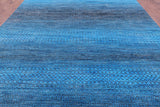 Blue Savannah Grass Hand Knotted Wool Rug - 10' 1" X 14' 2" - Golden Nile