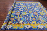 Blue Turkish Oushak Handmade Wool Rug - 10' 3" X 14' 1" - Golden Nile