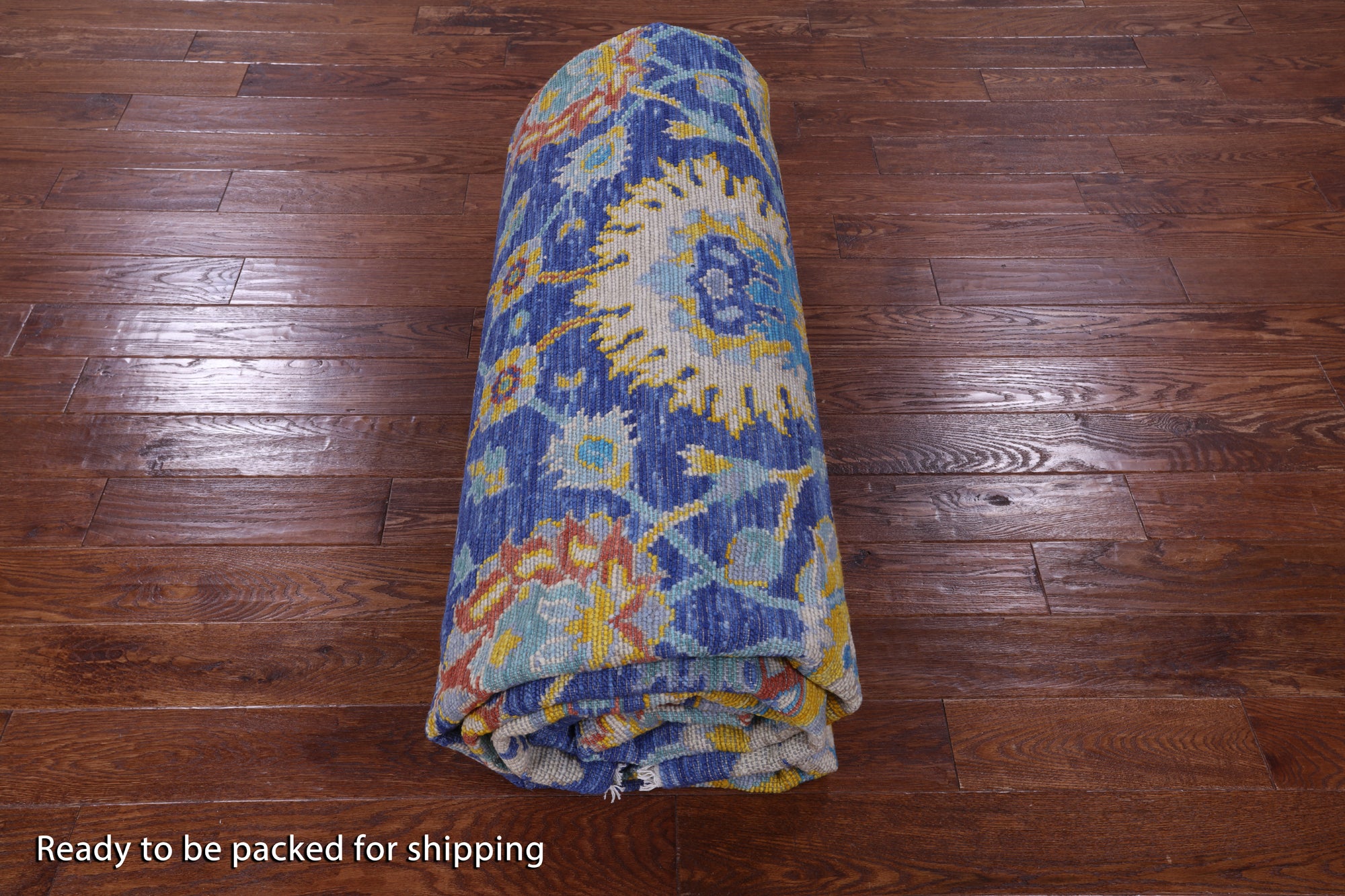Blue Turkish Oushak Handmade Wool Rug - 10' 3" X 14' 1" - Golden Nile