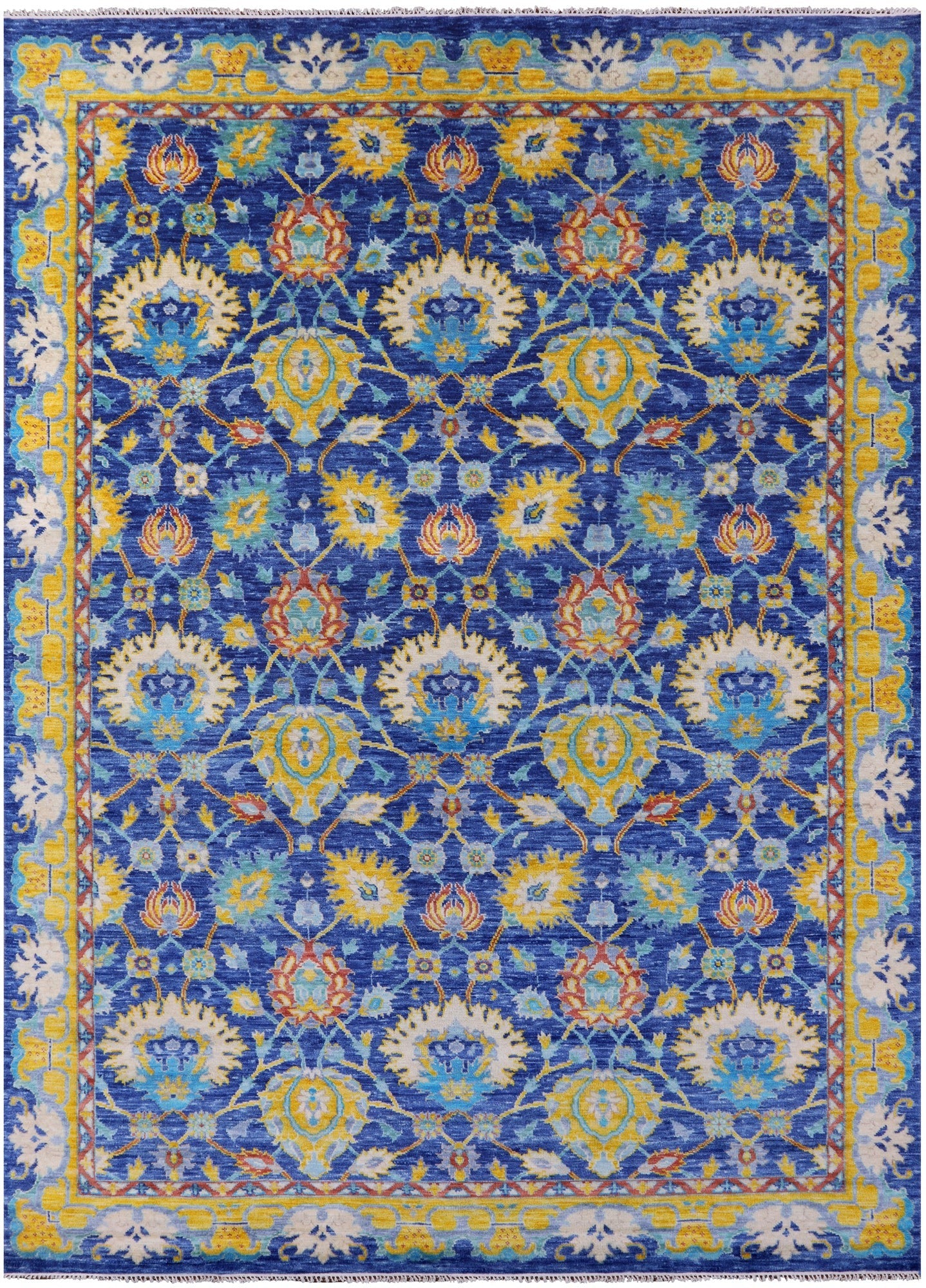 Blue Turkish Oushak Handmade Wool Rug - 10' 3" X 14' 1" - Golden Nile