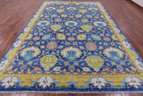 Blue Turkish Oushak Handmade Wool Rug - 10' 3" X 14' 1" - Golden Nile