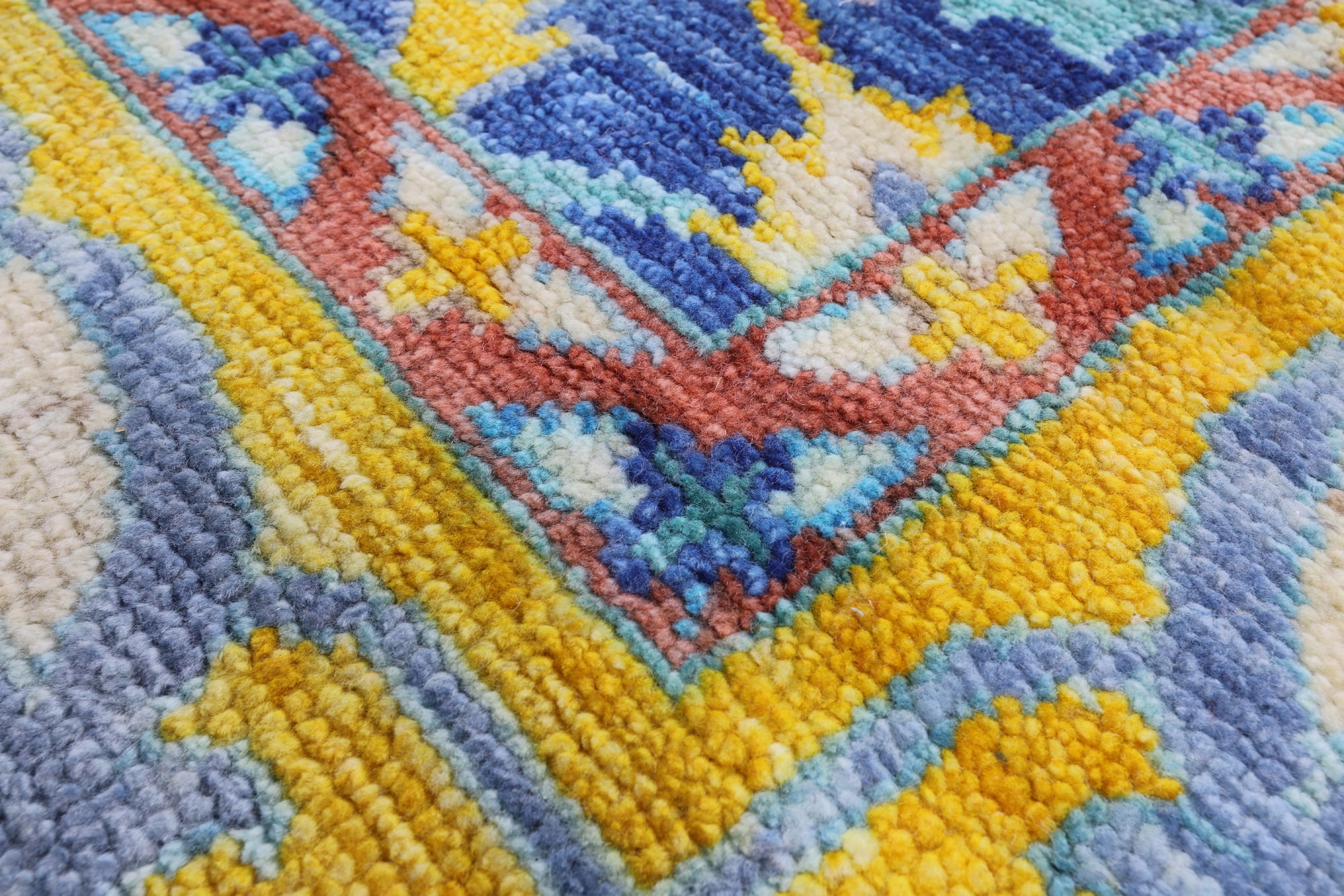 Blue Turkish Oushak Handmade Wool Rug - 10' 3" X 14' 1" - Golden Nile
