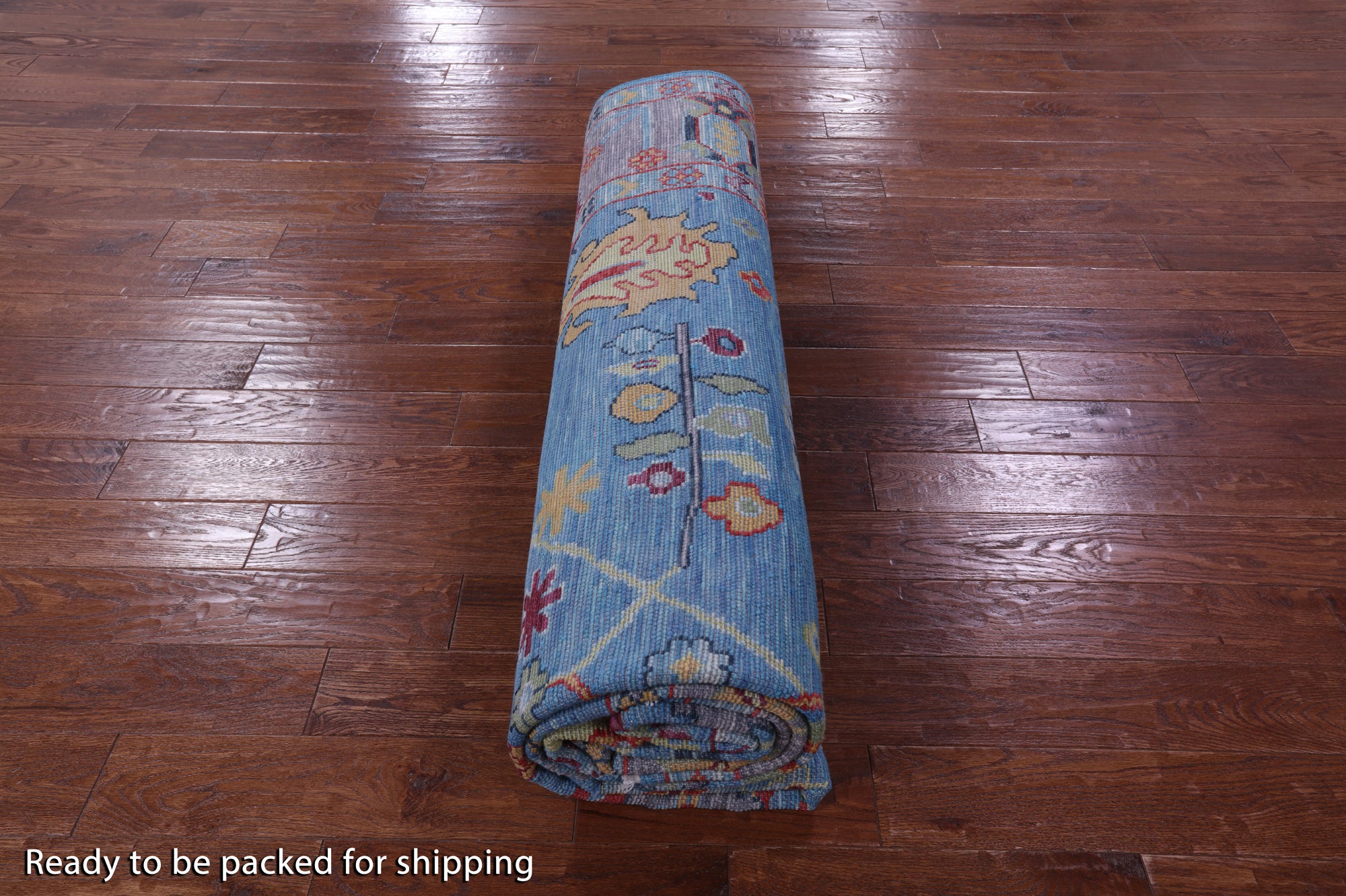Blue Turkish Oushak Hand Knotted Wool Rug - 9' 1" X 12' 1" - Golden Nile