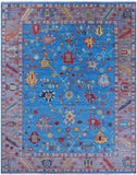 Blue Turkish Oushak Hand Knotted Wool Rug - 9' 1" X 12' 1" - Golden Nile