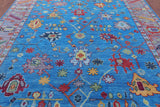 Blue Turkish Oushak Hand Knotted Wool Rug - 9' 1" X 12' 1" - Golden Nile